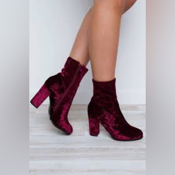 Steve Madden Edit Burgundy (Wine) Velvet High Heel Mid-Calf Boots | NEW!! ♥️🍷 - Picture 13 of 16